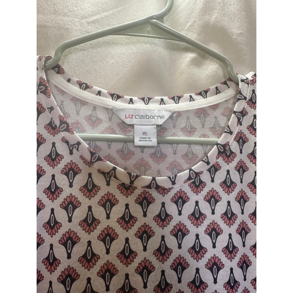 Liz Claiborne Printed Twist-Front Short Sleeve Top – Size XL - Picture 3 of 6
